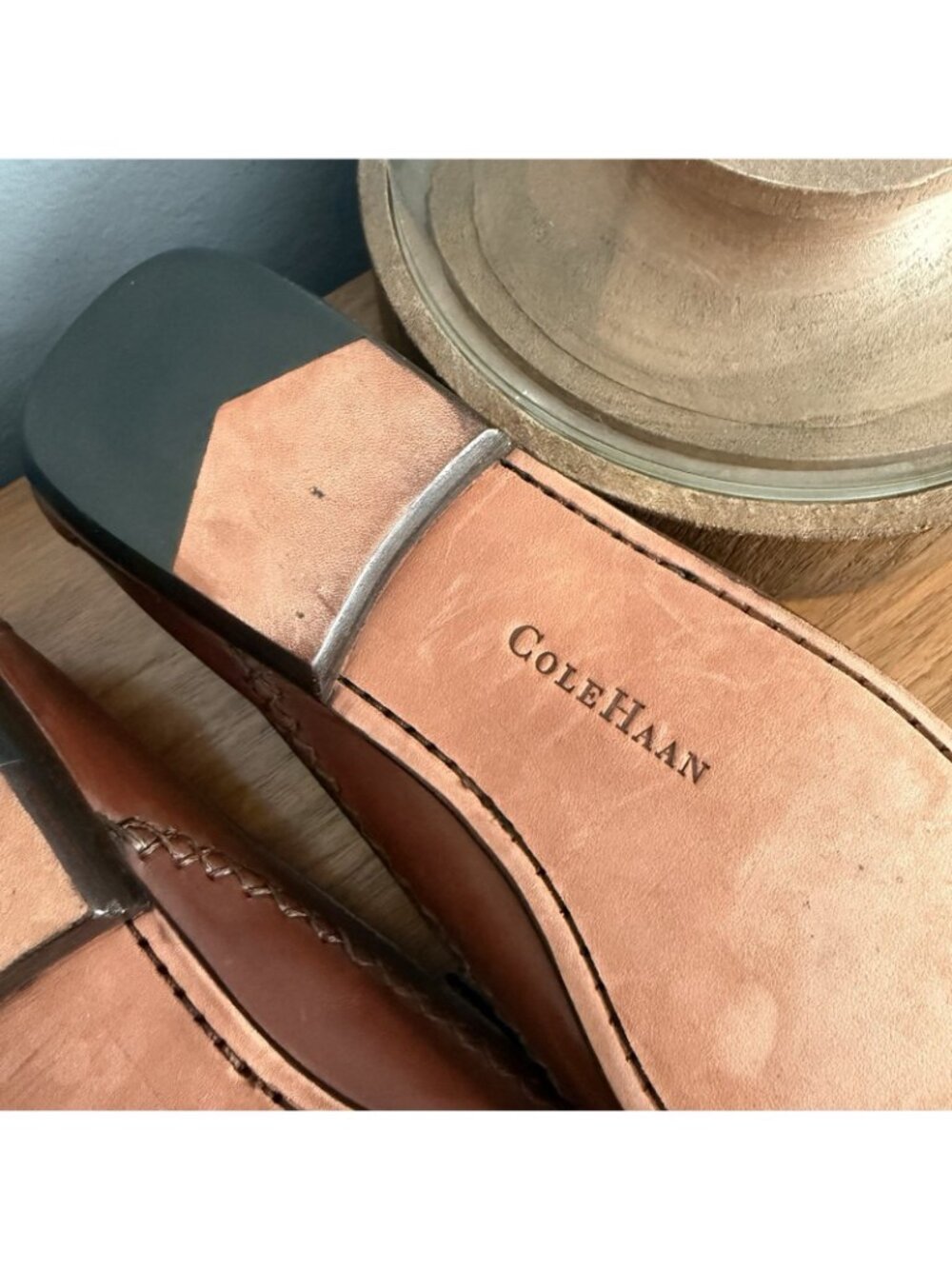 Vintage 90s Cole Haan Country Woven Leather Tassel Loafers Mahogany Brown 8C - Picture 9 of 9